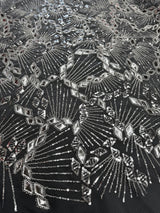 Silver Art Deco Mirror Sequin Lace