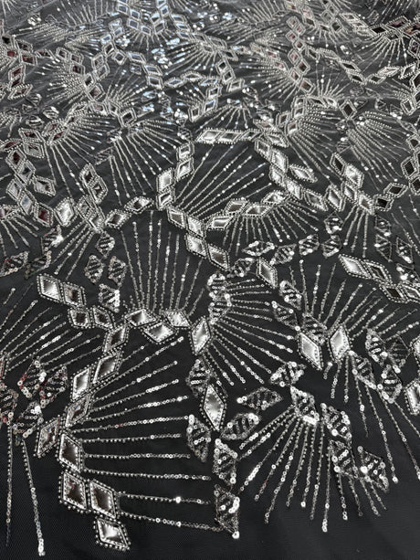 Silver Art Deco Mirror Sequin Lace