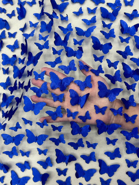 Royal Blue 3D Butterfly Lace