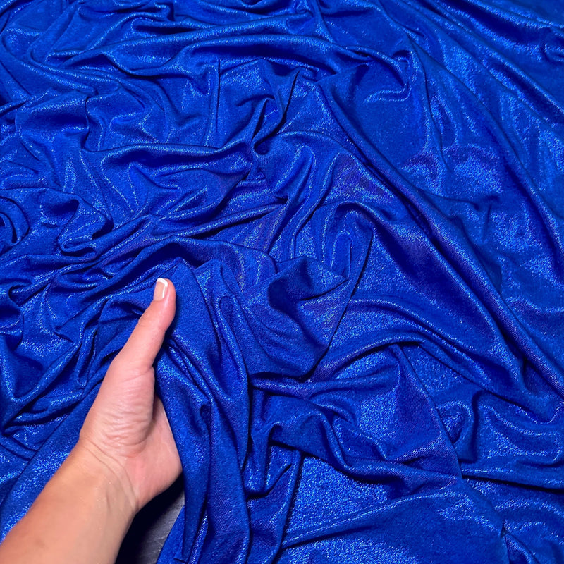 Shiny Slinky Foiled Jersey Royal Blue