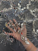 Silver Art Deco Mirror Sequin Lace