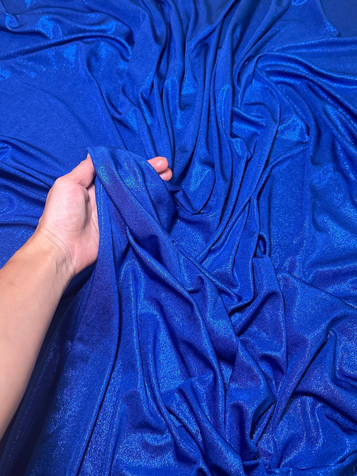 Shiny Slinky Foiled Jersey Royal Blue