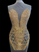 Gold Rhinestone Bodice Applique