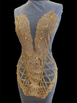 Gold Rhinestone Bodice Applique