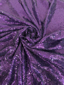 Purple Stretch Sequin on Mesh