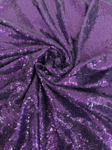 Purple Stretch Sequin on Mesh