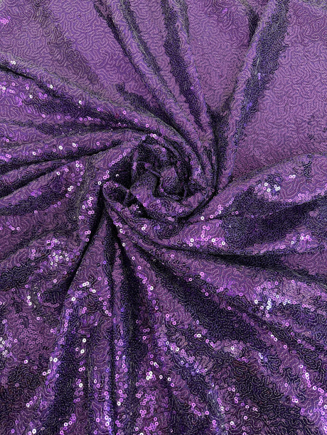 Purple Stretch Sequin on Mesh