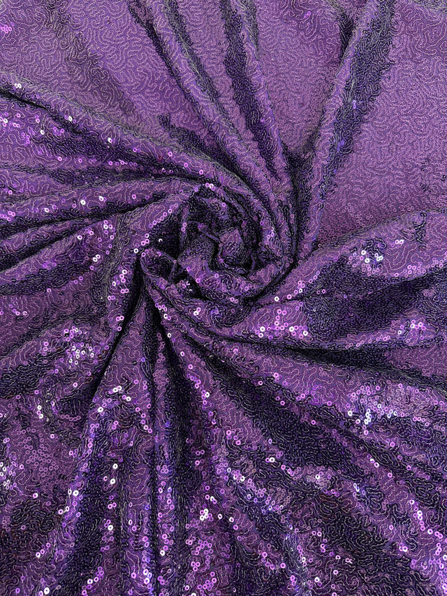 Purple Stretch Sequin on Mesh