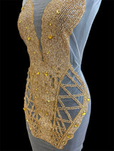 Gold Rhinestone Bodice Applique