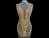 Gold Rhinestone Bodice Applique