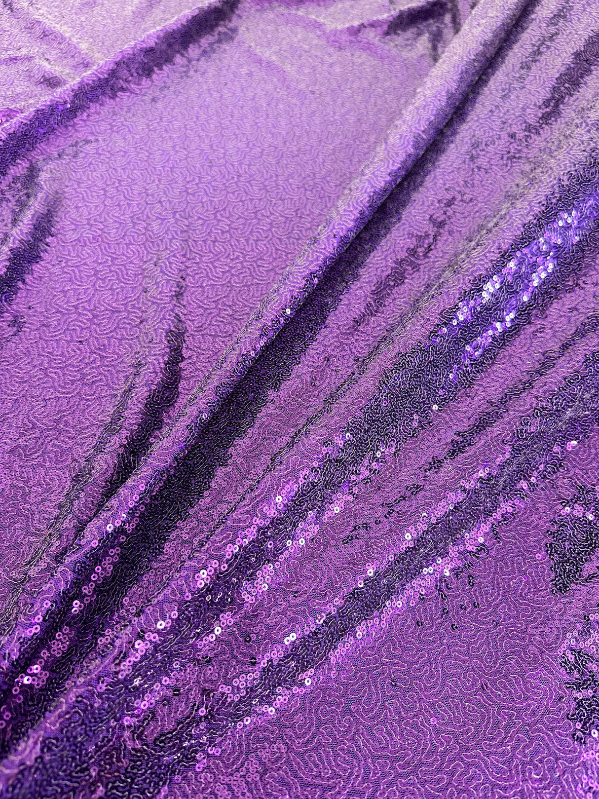 Purple Stretch Sequin on Mesh