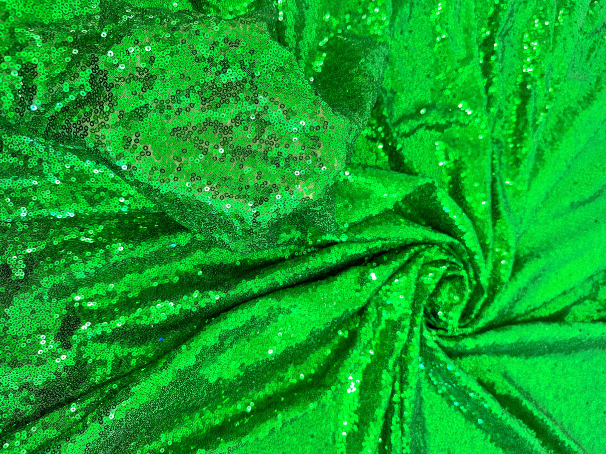 Stretch Sequin Mesh Bright Green