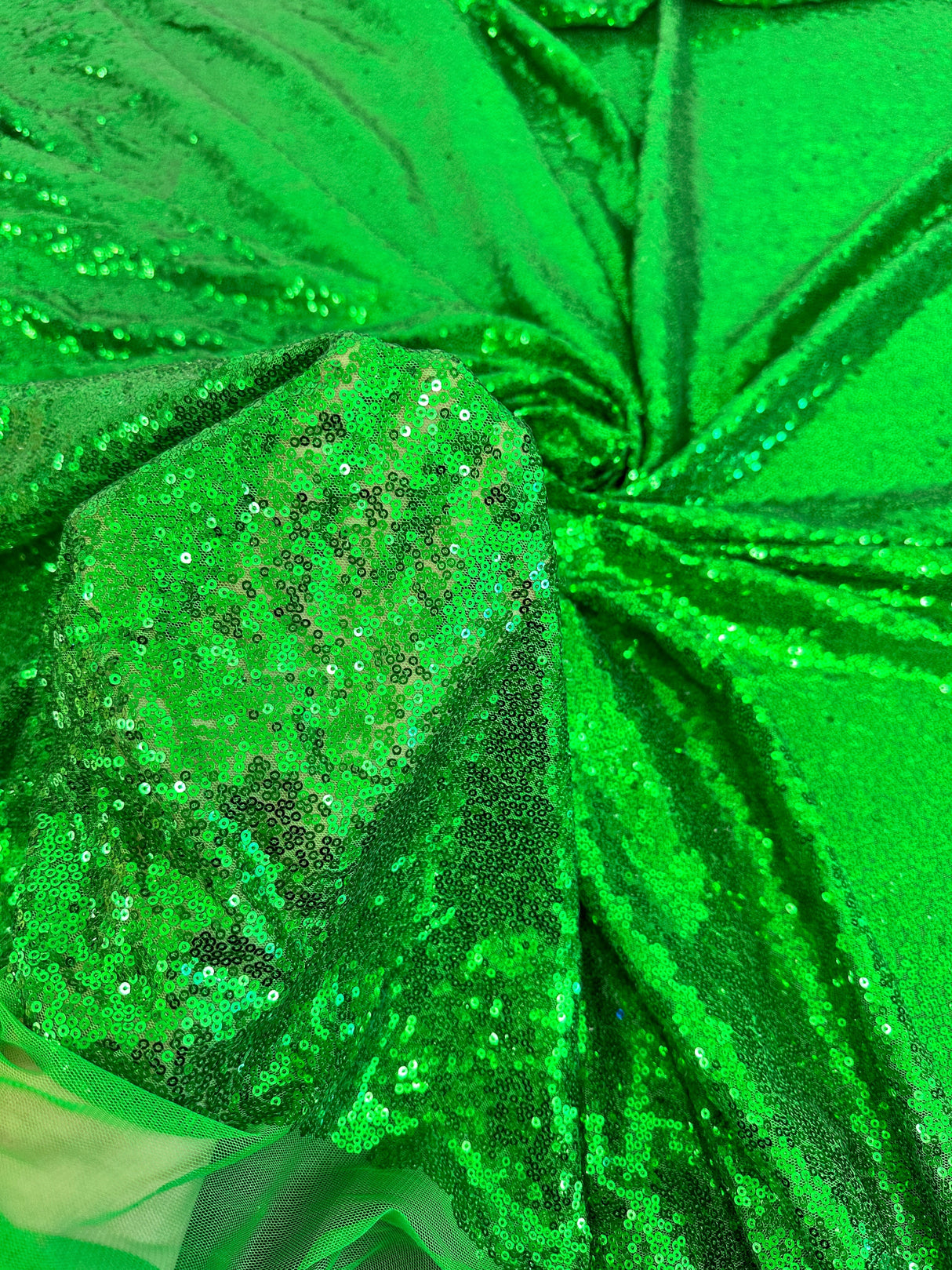 Stretch Sequin Mesh Bright Green