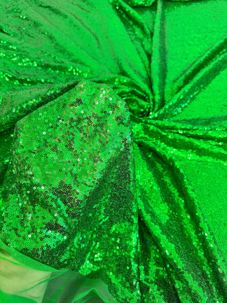 Stretch Sequin Mesh Bright Green