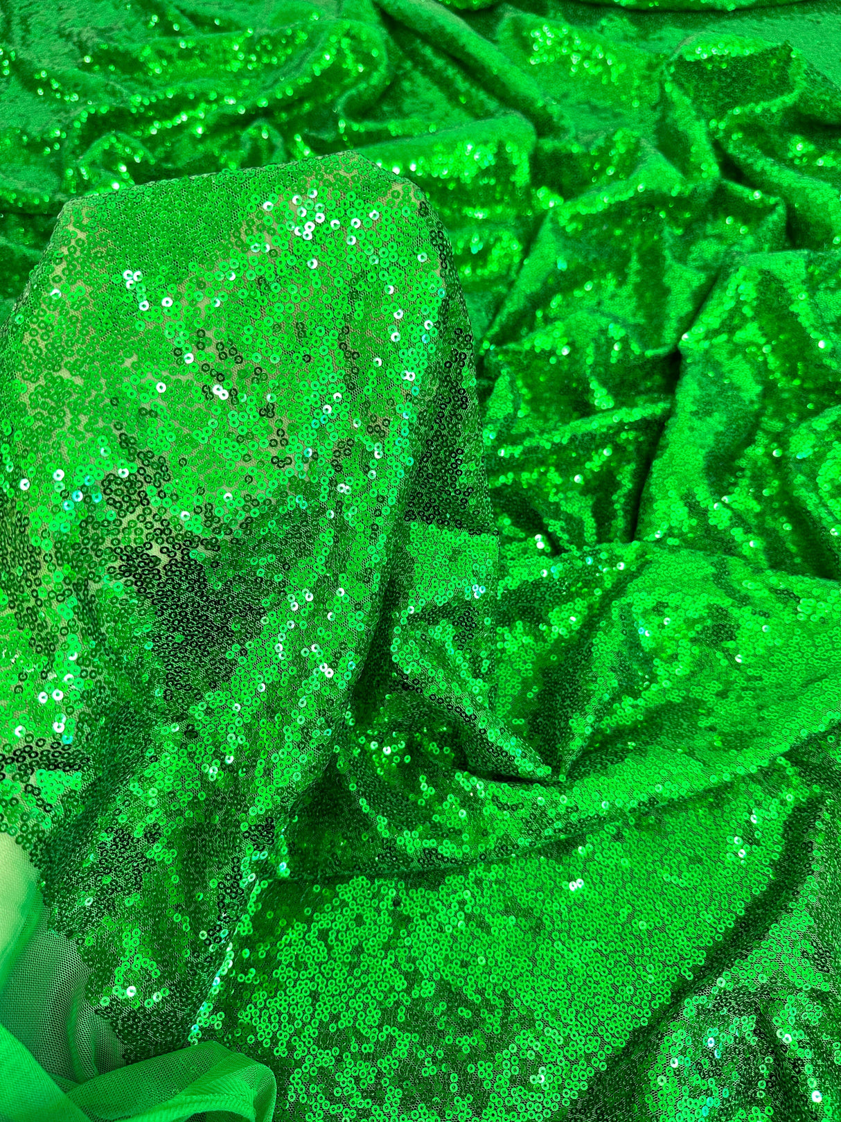 Stretch Sequin Mesh Bright Green