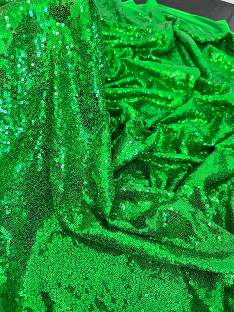 Stretch Sequin Mesh Bright Green