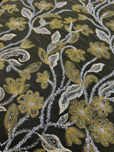 Yellow 3D Floral Tulle Beaded Lace Mesh