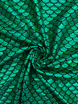 Green Mermaid Print Spandex Fabric - Green Mermaid Print, 58"/60" Width (1 Yard)