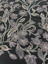 3D Floral Tulle Beaded Lace Mesh Baby Pink