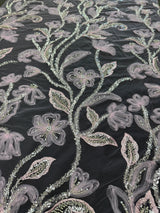 3D Floral Tulle Beaded Lace Mesh Baby Pink