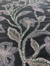 3D Floral Tulle Beaded Lace Mesh Baby Pink