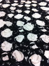 Abstract Circles Silver Foil Floral Pattern Embossed Stretch Polyester Spandex Textured Fukuro Fabric - Silver Foil Floral Pattern, 56" To 58" Width