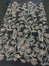 Peach 3D Floral Tulle Beaded Lace Mesh
