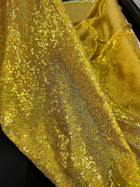 Stretch Sequin Mesh Gold
