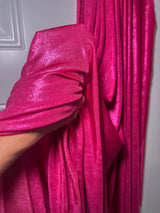 Shiny Foiled Jersey Knit Hot Pink