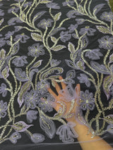 3D Floral Beaded Lace Mesh