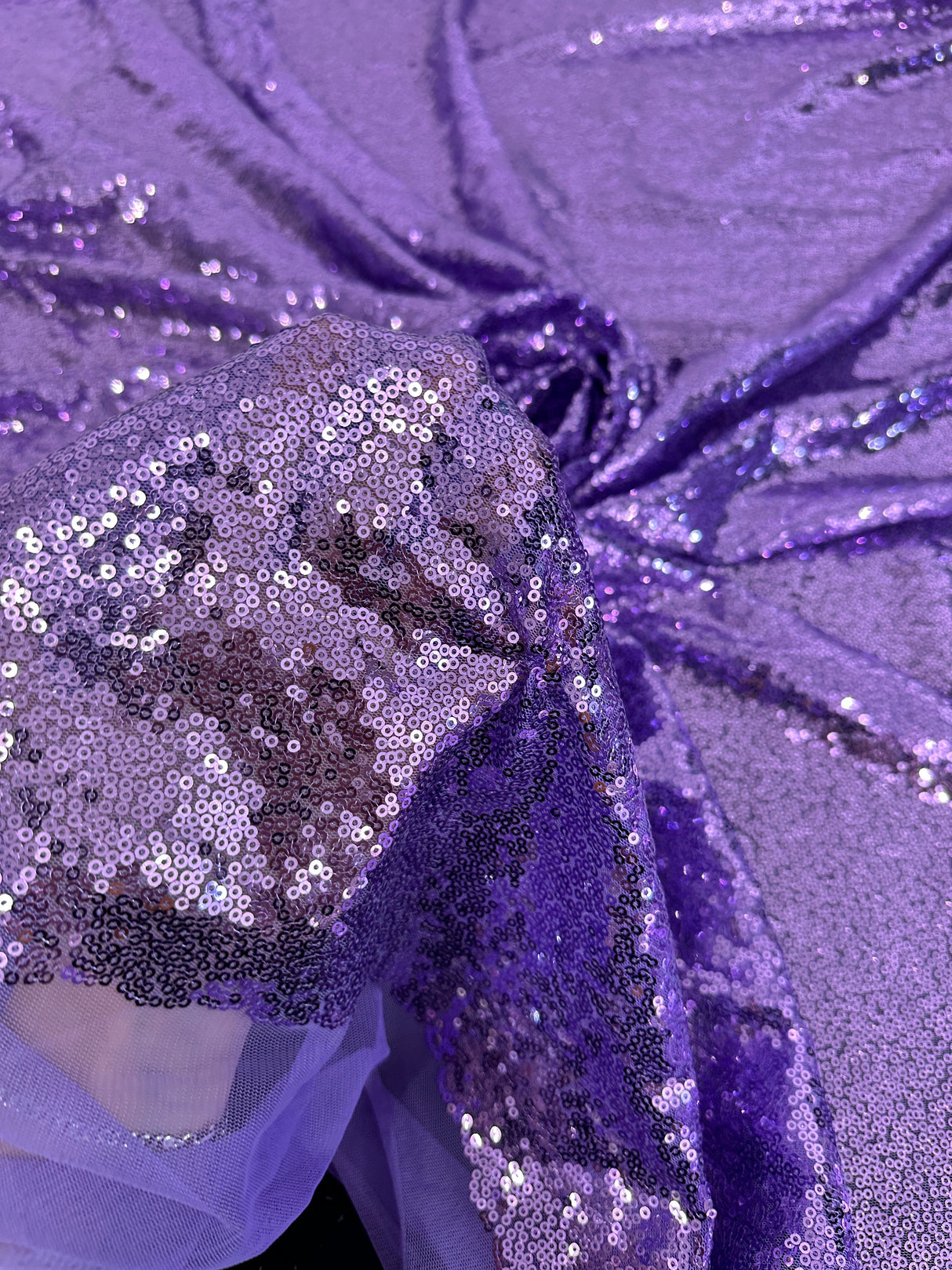 Stretch Sequin on Mesh Lavender