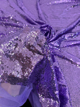 Stretch Sequin on Mesh Lavender