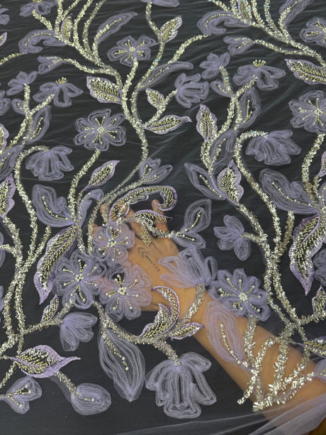 3D Floral Beaded Lace Mesh