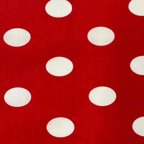 Big Polka Dot Printed Poly Cotton Fabric - 65% Cotton 35% Polyester, 1" Polka Dots, 59" Width (1 Yard)