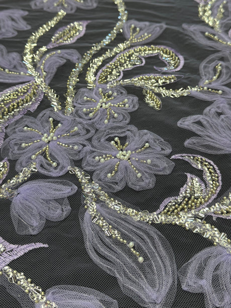3D Floral Beaded Lace Mesh