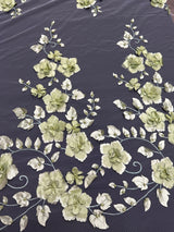 3D Flower Beaded Lace Mesh Pistachio