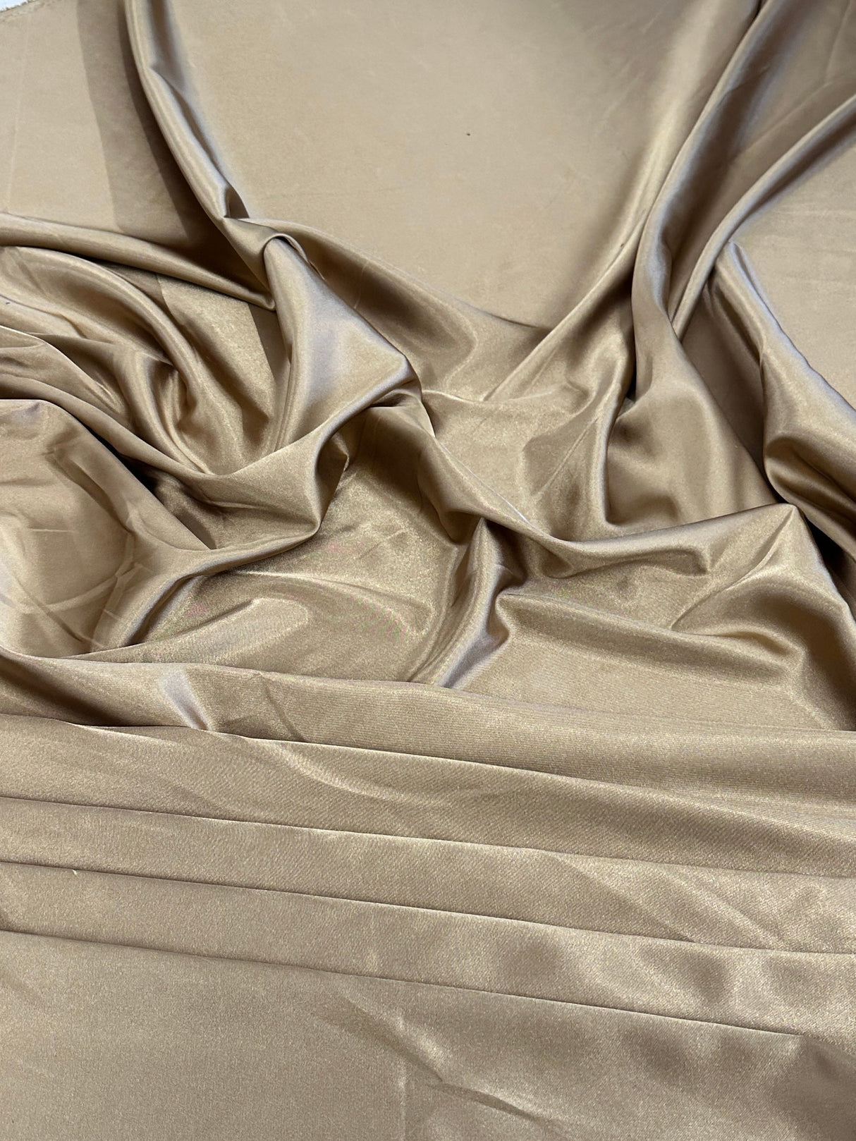 Khaki-Gold Luxury Silky Stretch Satin