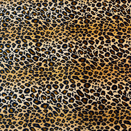 Leopard Print Stretch Velvet Fabric - 92% Polyester 8% Spandex, Leopard Print, 60" Width (1 Yard)
