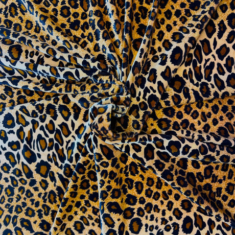 Stretch Velvet Fabric Leopard Print 60" Wide