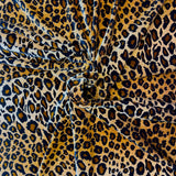 Leopard Print Stretch Velvet Fabric - 92% Polyester 8% Spandex, Leopard Print, 60" Width (1 Yard)