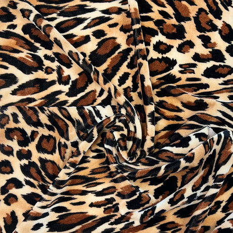 Stretch Velvet Fabric Leopard Print 60" Wide