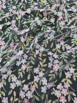 3D Floral Embroidered Tulle Baby Pink Multicolor