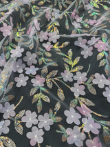 3D Floral Embroidered Tulle Baby Pink Multicolor