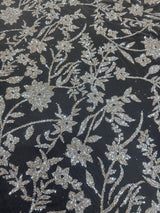 Beaded Floral Lace Silver Champagne