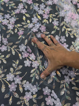 3D Floral Embroidered Tulle Baby Pink Multicolor