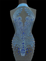 Sky Blue Rhinestone Bodice Applique