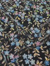 3D Floral Embroidered Tulle Blue Multicolor