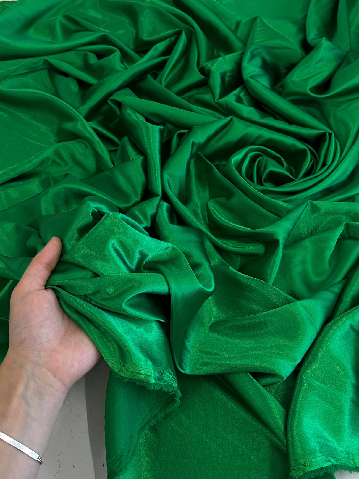 Luxury Silky Stretch Satin Kelly Green