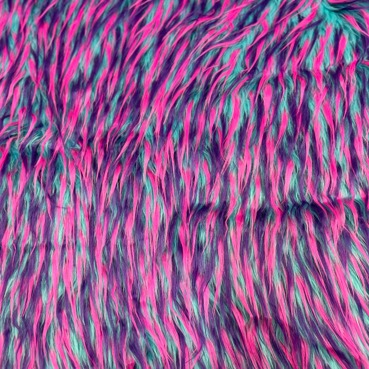 Three Spike Shaggy Faux Fur Fabric - 100 Percent Polyester Fabric, Multi Color Shaggy Texture, 60" Width, 1.5-2" Pile Length (1 Yard)