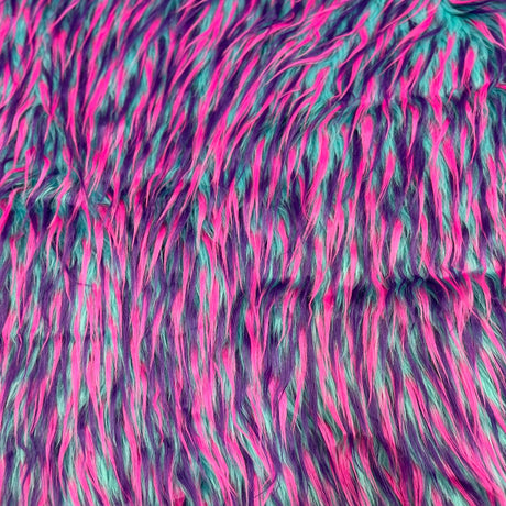 Three Spike Shaggy Faux Fur Fabric - 100 Percent Polyester Fabric, Multi Color Shaggy Texture, 60" Width, 1.5-2" Pile Length (1 Yard)